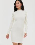 Glamorous Sweater Dress With Puff Sleeves In Fine Knit