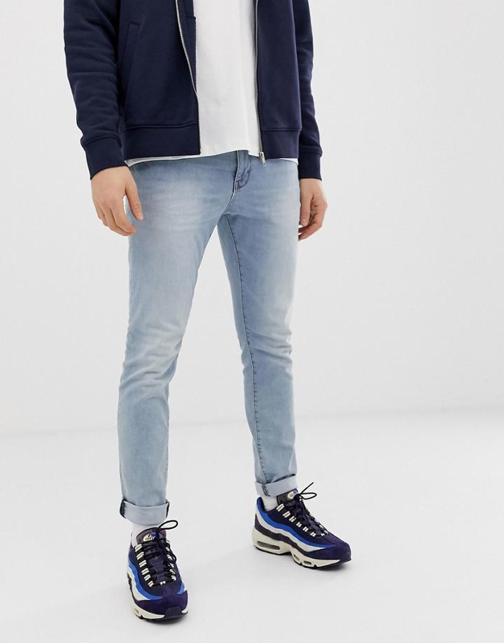Esprit Skinny Fit Low Rise Jeans In Light Blue Wash - Blue