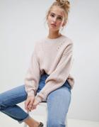 New Look Balloon Sleeve Sweater - Pink