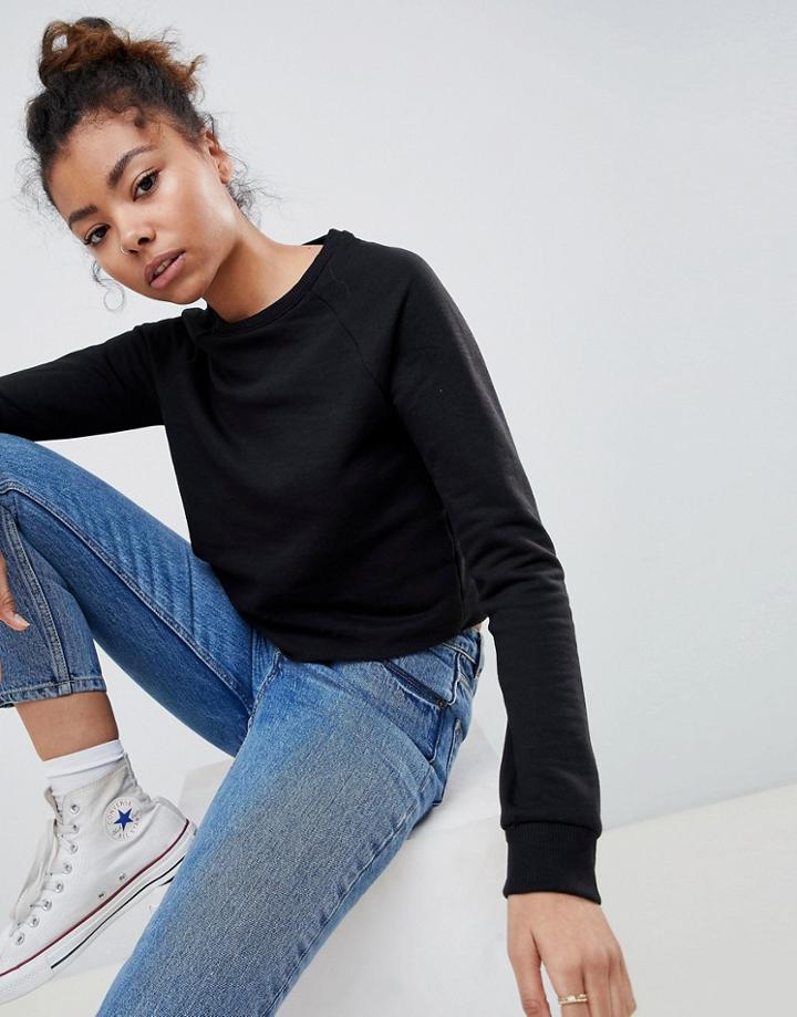 Brave Soul Crop Sweatshirt - Black