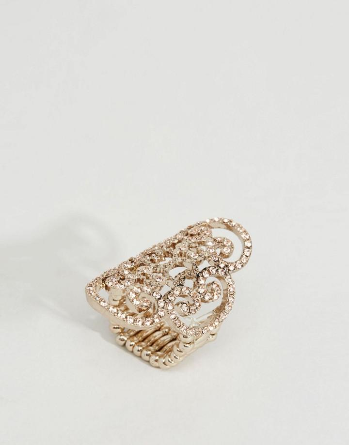 Lipsy Pave Filigree Ring - Gold