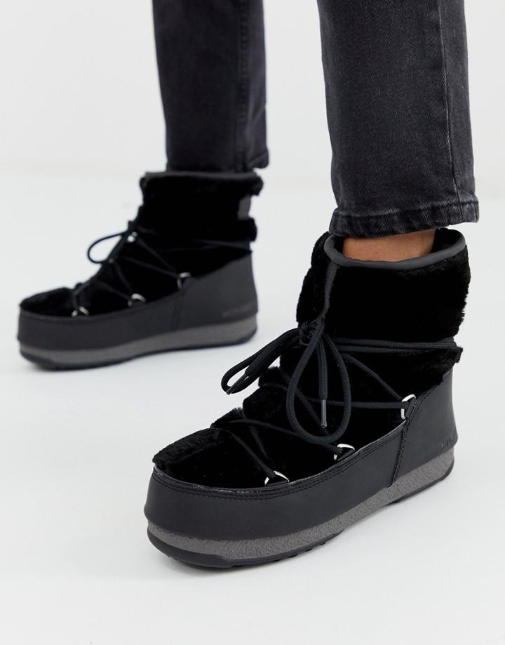 Moonboot Monaco Low Waterproof Snowboots In Black - Black