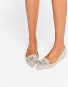 Head Over Heels By Dune Lou Lou Embellished Pointed Flat Shoes - Gold