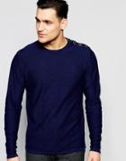 Jack & Jones Premium Knitted Sweater With Side Neck Buttons - Blue
