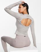 Asos 4505 Long Sleeve Training Top With Open Back-neutral