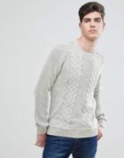 Mango Man Fleck Cable Knit Sweater In Ecru Marl - Gray