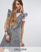 Reclaimed Vintage Frill Pinny Dress In Gingham - Multi
