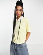 Only Cropped Gingham Polo Shirt In Yellow - Part Of A Set