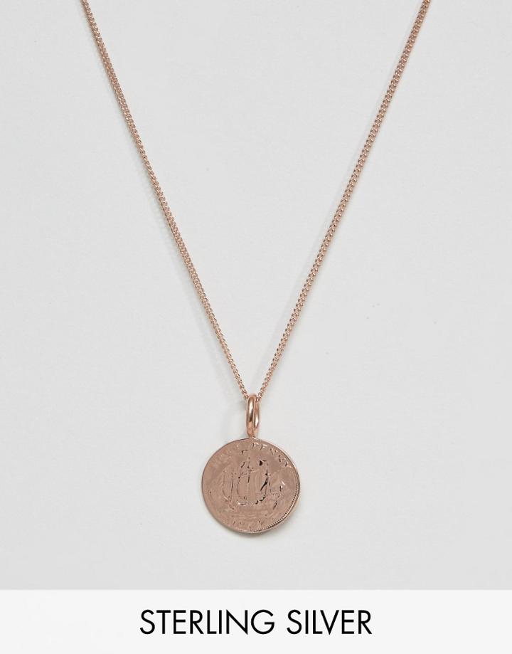 Katie Mullally Rose Gold English Half Penny Pendant Necklace - Rose Gold