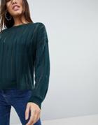 Asos Sweater With Extreme Shoulder Detail - Green
