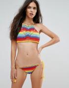 Jaded London Rainbow Crochet Bikini Set - Multi