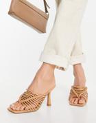 Asos Design Nyle Caged High Heeled Mules In Beige-neutral