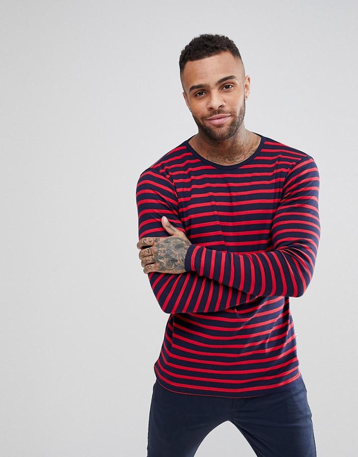 Kronstadt Long Sleeve Striped T-shirt - Red