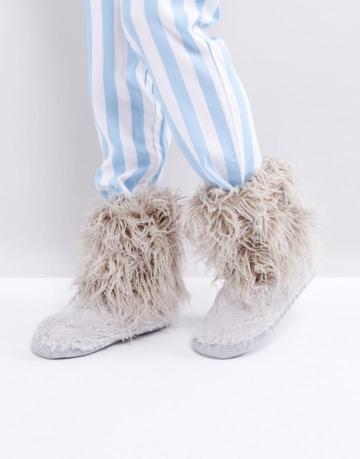 Bedroom Athletics Jean Short Faux Fur Boot - Gray