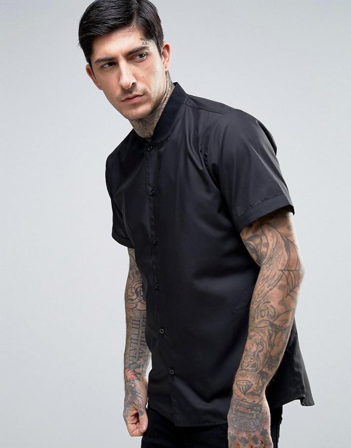 Rogues Of London Skinny Baseball Shirt - Black
