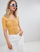 New Look Tie Front Top - Yellow
