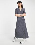 & Other Stories Ecovero Spot Print Wrap Midi Dress In Blue-blues