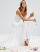 Asos Bridal Cami Paneled Fishtail Maxi Dress - White