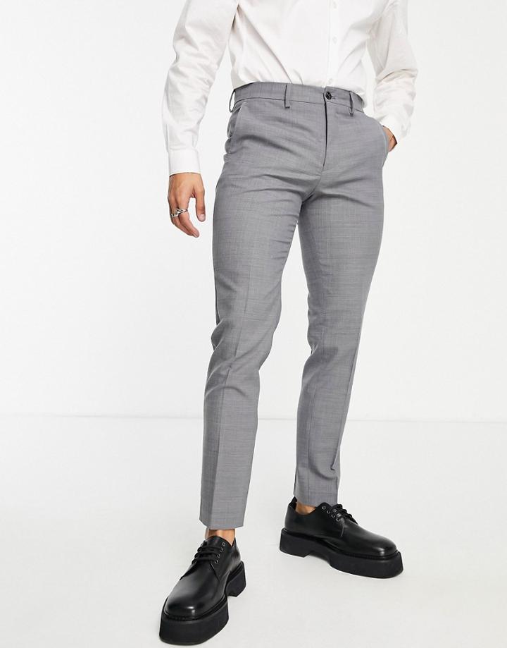 Jack & Jones Premium Super Slim Fit Stretch Wool Mix Suit Pants In Gray