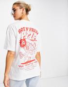Asos Design Oversized T-shirt With Hot And Fresh Pizza In White