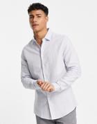 Asos Design Regular Smart Linen Shirt In Blue