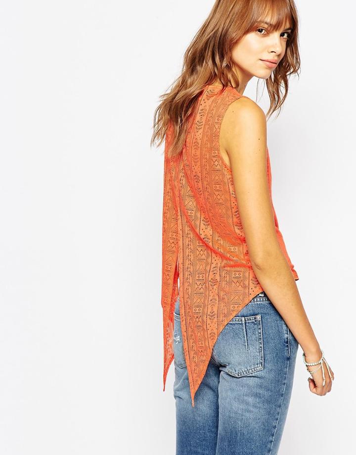 Pepe Jeans Open Back Tank Top - Tangerine