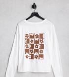 Asos Design Curve Oversized T-shirt With Checkerboard Floral Print In White