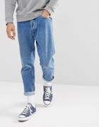 Tommy Jeans Relaxed Cropped Tapered Jeans In 90s Mid Wash - Blue