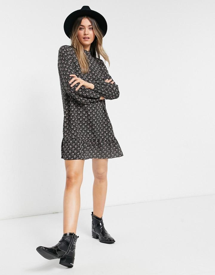 Heartbreak High Neck Mini Dress In Multi Print-black