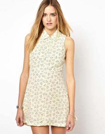 Glamorous Heart Print Shirt Dress
