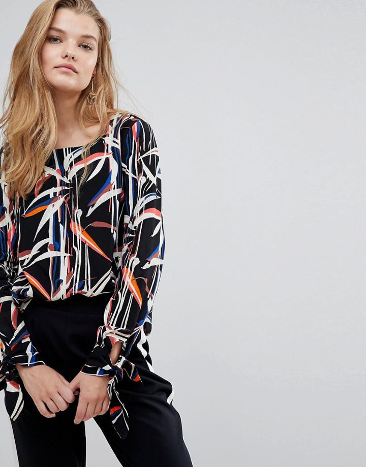 Y.a.s Graphic Printed Tie Sleeve Top - Multi