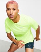 Nike Running Dri-fit Miler T-shirt In Volt-yellow