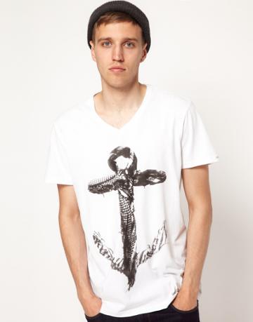 Solid T-shirt With Anchor Print