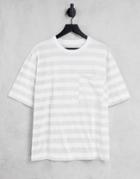 Topman Boxy Fit Pocket T-shirt With Horizontal Stripe In White