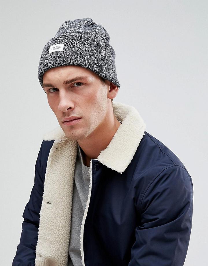 Esprit Beanie In Navy Marl With Badge - Navy