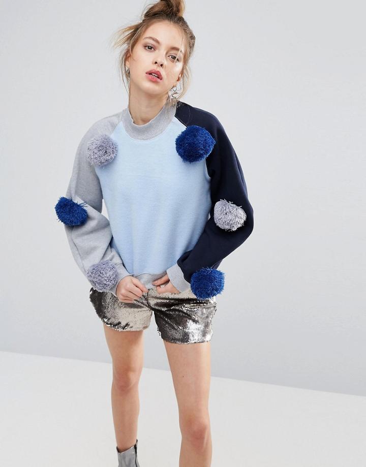 Ziztar Pom Pom Sweatshirt - Blue