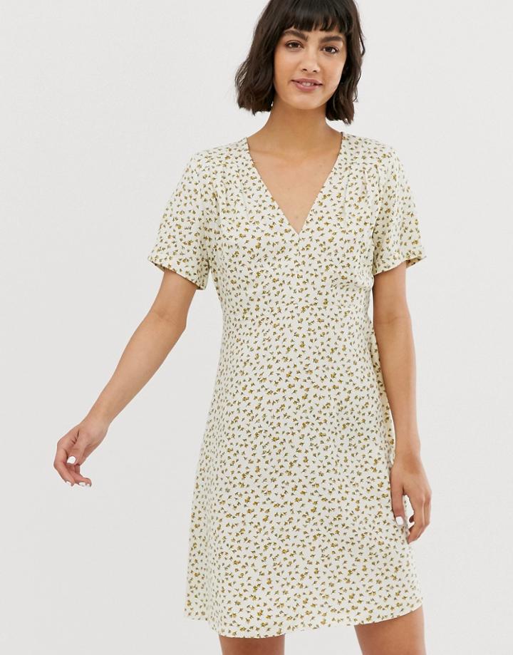 Only Floral Mini Skater Dress - White