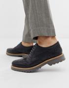 Ben Sherman Leather Brogue Shoe In Black - Black