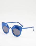 Jeepers Peepers Cat Eye Oversized Sunglasses In Blue-blues