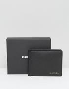 Diesel Hiresh Xs Leather Wallet With Coin Pocket In Black - Black