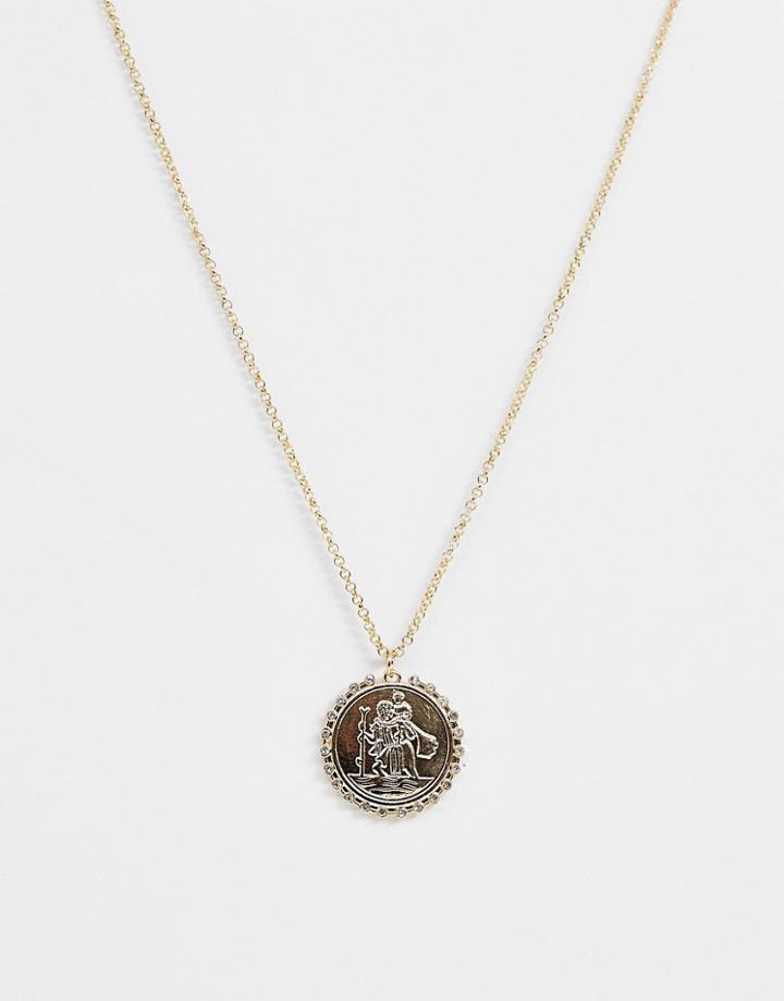Missguided Coin Necklace - Gold