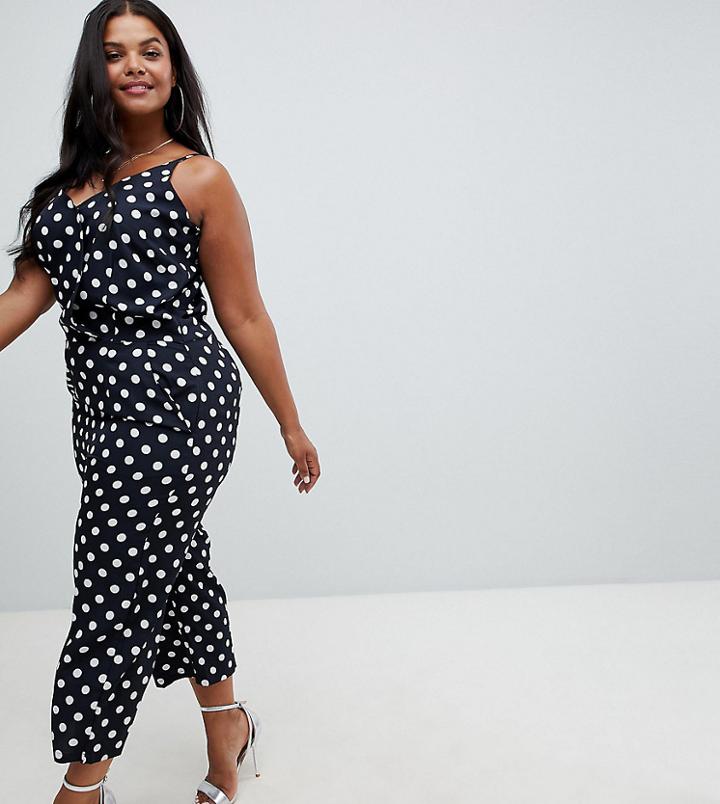 Ax Paris Plus Polka Dot Jumpsuit - Multi