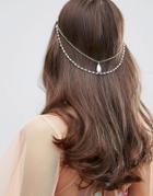 Asos Occasion Faux Pearl Hair Back Chain - Cream