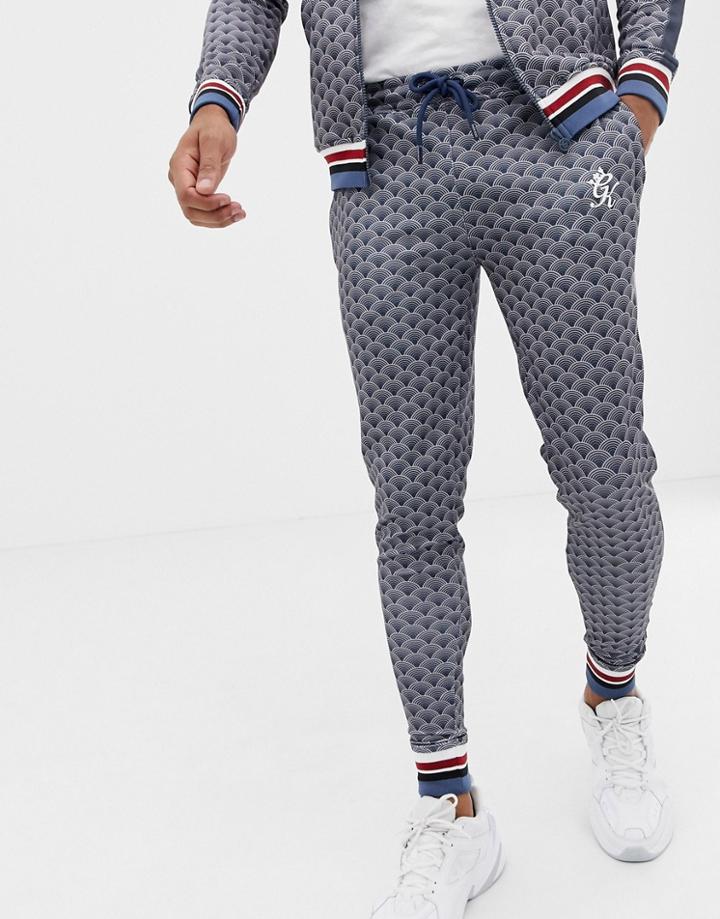 Gym King Skinny Joggers In Blue Shell Print - Blue
