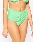 Asos Mix And Match Pleated High Waist Bikini Bottom - Freeze Green