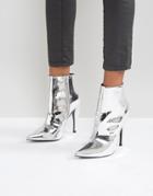 Asos Evangelina Pointed Ankle Boots - Silver