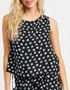 Asos Design Mix & Match 100% Modal Star Tie Side Pyajama Cami In Black & White