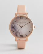 Olivia Burton Ob16cs12 Marble Floral Leather Watch - Pink