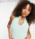 Reclaimed Vintage Inspired Fluffy Rib Notch Tank In Sage - Part Of A Set-green
