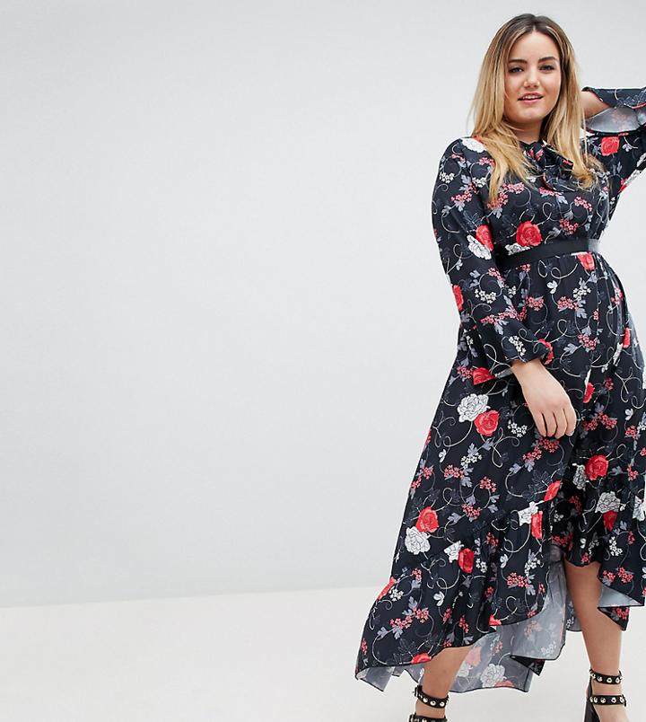 Uttam Boutique Plus Belted Floral Midi Dress - Pink